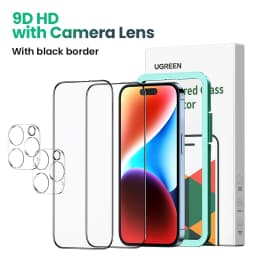UGREEN 2PCS Screen Protector For iPhone 15 14 13 12 Pro Max Full Cover Tempered Glass For iPhone 14 Plus Camera Lens Protectors