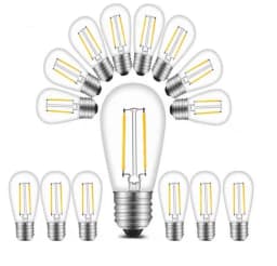 6PCS E27 2W S14 LED Retro Edison Bulbs 220V 3V 2700K Shatterproof Warm White Filament Candle Lamp For Outdoor String Lights