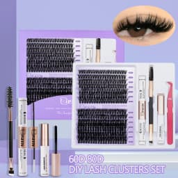 Eyelash Clusters Kit Large Capacity Wispy Individual Lashes Natural DIY Cluster Eyelash Extensions Makeup Tool