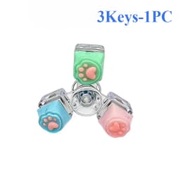 Cute Cat Paw Clicker Keychain LED Light Glowing Fidget Toy Stress Relief Portable Keyboard Style Button