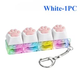 Cute Cat Paw Clicker Keychain LED Light Glowing Fidget Toy Stress Relief Portable Keyboard Style Button