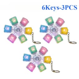 Cute Cat Paw Clicker Keychain LED Light Glowing Fidget Toy Stress Relief Portable Keyboard Style Button