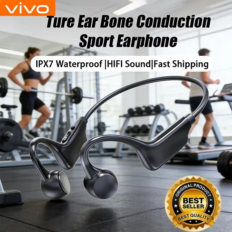 VIVO Hot Real Bone Conduction Sport Headphone Wireless Earphone Bluetooth-Compatible Headset Hands-free with Mic for Running
