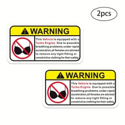 2PCS/SET Funny Turbo Engine Warning Waterproof Stickers Vinyl Decals for Car Truck Auto Decor