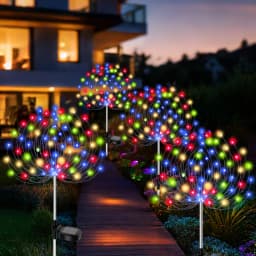 Solar Firework Light Outdoor Garden Flower Lights Decorative with Stake for Yard Patio Garden Pathway Courtyard Villa Lawn Lamp