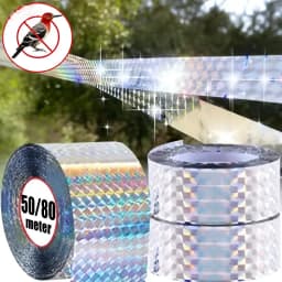 50/80M Double-Sided Reflective Bird Repellent Tape Holographic Scare Ribbon Laser Deterrent for Pigeon Fox Bird Control Garden