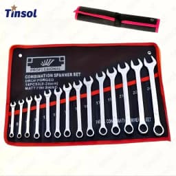 TINSOL 14-Pocket Tool Organizer Roll Durable Wrench Multi-Tool Storage Bag with Portable Handle for Garage and Workshop Repair