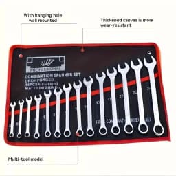 TINSOL 14-Pocket Tool Organizer Roll Durable Wrench Multi-Tool Storage Bag with Portable Handle for Garage and Workshop Repair