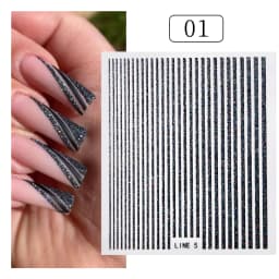 3D Nail Stickers Bronzing Gold Silver Lines Stripe Geometric Design Flowers Gradient Adhesive Slider Papers Nail Art Accessories