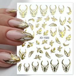 3D Nail Stickers Bronzing Gold Silver Lines Stripe Geometric Design Flowers Gradient Adhesive Slider Papers Nail Art Accessories