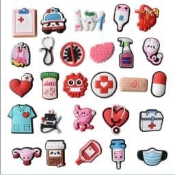 2pcs PVC shoes charms Accessories doctor medical ambulance nurse uniform Band-Aid for pencilbox cup clogs shoe Decorations