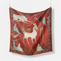 Twill Silk Scarf Woman Deer Painting Square Scarves Wraps Bandana Small Hijab Silk Foulards Tie Headband Neckerchief 53CM