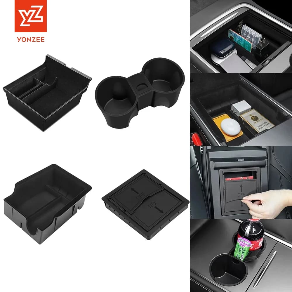 YZ For Tesla Model 3 Model Y 2021-2023 Center Console Organizer Car Tesla Car Armrest Hidden Storage Box Interior Accessories