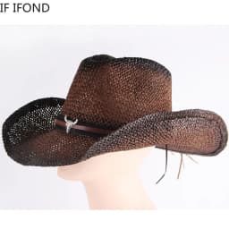 Handmade Weave Hollow Western Cowboy Hat for Men Women Summer Outdoor Cowgirl Beach Sun Straw Hat Sombrero Hombre