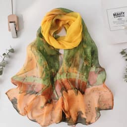 Green Grass Women Elegant Chiffon Georgette Bandana Scarf Summer Beach Sunscreen Thin Hijab