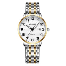 Elderly Watches Waterproof Big Number 41mm Dial Light Luxury Gold Steel Watch Men's Fashion Quartz Wristwatches Clock UTHAI H10