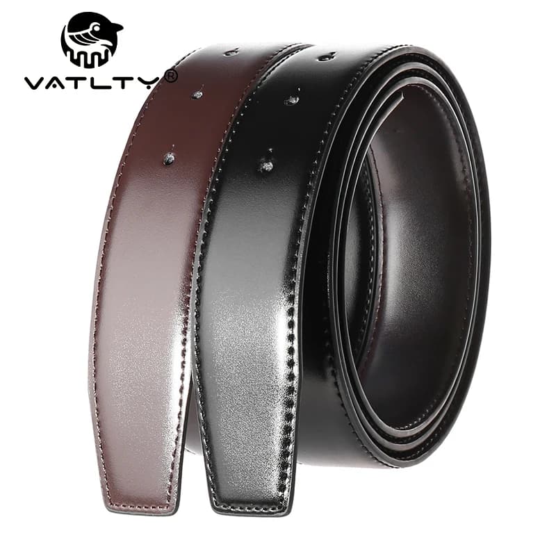 VATLTY 34mm Leather Belt Without Buckle for Men Natural Cowhide 130cm Trouser Belt Casual Brown Reversible Belt Girdles Male