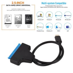 LccKaa SATA 3 to Type-C Cable USB 3.1 C to SATA Adapter Up to 6 Gbps Support 2.5 Inches SSD HDD Hard Drive 22 Pin SATA Cable