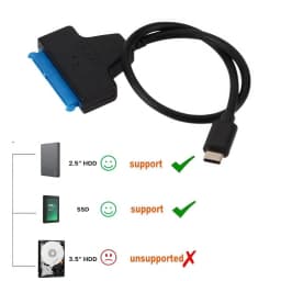 LccKaa SATA 3 to Type-C Cable USB 3.1 C to SATA Adapter Up to 6 Gbps Support 2.5 Inches SSD HDD Hard Drive 22 Pin SATA Cable