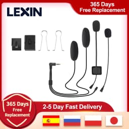 LEXIN LX-B4FM Intercom Headset&Clip Set for Full/Half Helmet with High Quality and Loud Sound Bluetooth Headphone Jack Plug