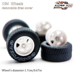 1/64 Model Car Wheels with Rubber All Terrain Tires Work S1 Refitting Parts for Off-road Vehicle MINIGT D: 17mm 1 Set