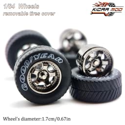 1/64 Model Car Wheels with Rubber All Terrain Tires Work S1 Refitting Parts for Off-road Vehicle MINIGT D: 17mm 1 Set