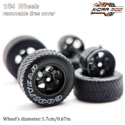 1/64 Model Car Wheels with Rubber All Terrain Tires Work S1 Refitting Parts for Off-road Vehicle MINIGT D: 17mm 1 Set
