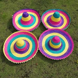 Summer Colorful Wide Brim Mexican Party Hat Sombrero Party Sun Hat Decor Halloween Straw Hats Men