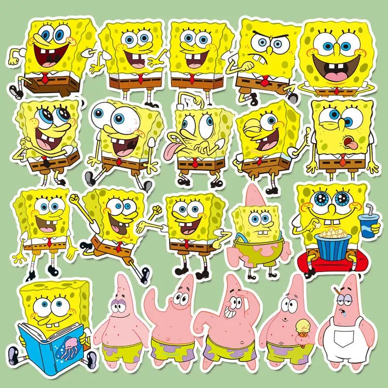 40PCS SpongeBob SquarePants Patrick Star Stickers Cute Cartoon Mobile Phone Case Notebook Cup Computer Stickers Wholesale