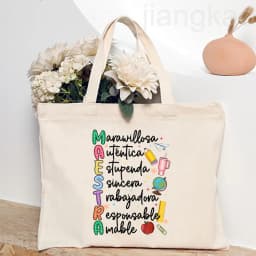 Maestra Spanish Heart Print Tote Bag Women Shoulder Bag Teacher Life Shopping Bag Teacher's Day Back To School Gift for Teachers