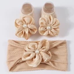 Lovely Pearl Baby Headband Socks Set Cotton Sock Lace Flower Newborn Hair Band Elastic Turban Girl Hair Accessories 0-1 Years