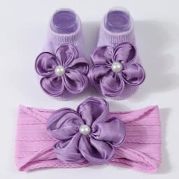 Lovely Pearl Baby Headband Socks Set Cotton Sock Lace Flower Newborn Hair Band Elastic Turban Girl Hair Accessories 0-1 Years
