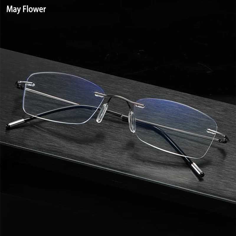 Blue Light BlocKing Men Reading Glasses TR90 Memory Titanium Rimless Glasses Presbyopic Eyeglasses +1.0 +1.5 +2.0 +2.5 +3.0