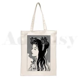 Manga Junji Ito Shintaro Kago Weeaboo Otaku Tote Bag Unisex Canvas Bags Shopping Bags Printed Casual Shoulder Bag Foldable