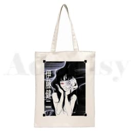 Manga Junji Ito Shintaro Kago Weeaboo Otaku Tote Bag Unisex Canvas Bags Shopping Bags Printed Casual Shoulder Bag Foldable