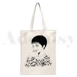 Manga Junji Ito Shintaro Kago Weeaboo Otaku Tote Bag Unisex Canvas Bags Shopping Bags Printed Casual Shoulder Bag Foldable