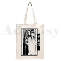 Manga Junji Ito Shintaro Kago Weeaboo Otaku Tote Bag Unisex Canvas Bags Shopping Bags Printed Casual Shoulder Bag Foldable