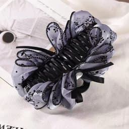 1/2pcs Women's Multi-Color Rhinestone Heart Embellishment Mesh Bow Hair Clip Double-Sided Bubble Grip Clip Fluffy Hair Claw