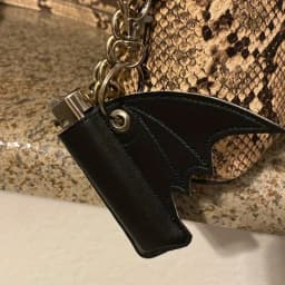 Bat crazy vegan vinyl faux leather black demon wing lighter case keychain