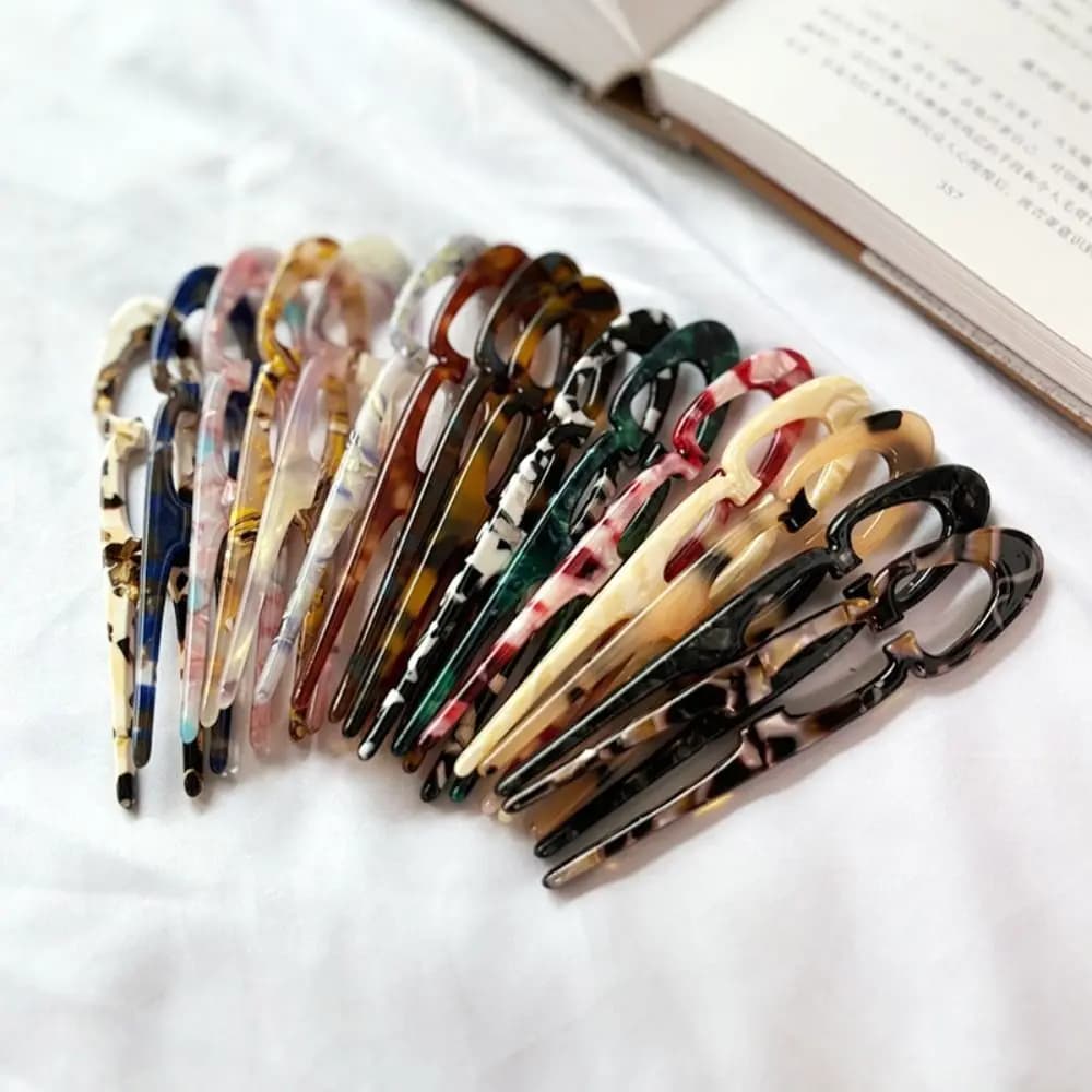 Party Gifts Acetate Hair Bun U-Shaped Fshion Design Bun Acetate Meatball Head Hairclip For Woman Girl Hair Accessories