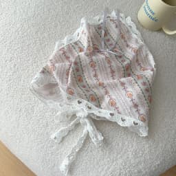 Women's Scrunchie Headscarf Korean Sweet Style Fun Plaid Dog Cat Triangle Scarf Cute Lace Headband Hair Accessory Combination