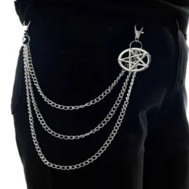 Punk Pants Chain Pentagram Keychains for Men Women Jean Trouser Biker Chains Harajuku Goth Jewelry Gothic Rock Emo Accessories
