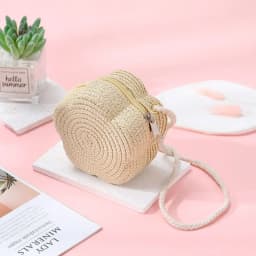 Children's Straw Shoulder Bags Beach Bag Coin Purse Kids Flower Woven Crossbody Bag