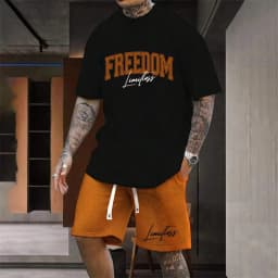 20024 Outdoor Sports Style Men's Suit Basketball Suit Summer Seaside Holiday Leisure Wear Men's Home Loose Comfortable Pyjamas