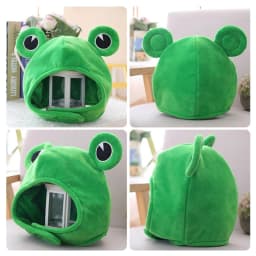Funny for Frog Eyes Cartoon Plush Hat Toy Green Headgear Cosplay Party Costu DropShipping