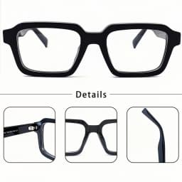 CATERSIDE Acetate Temple Large Glasses Retro Square Eyewear Transparent TAC Lens Computer Glasses Optical Eyeglasses Frame