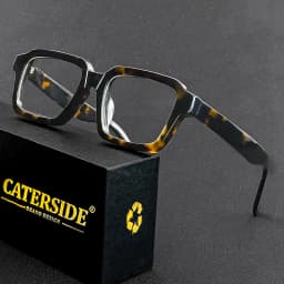 CATERSIDE Acetate Temple Large Glasses Retro Square Eyewear Transparent TAC Lens Computer Glasses Optical Eyeglasses Frame