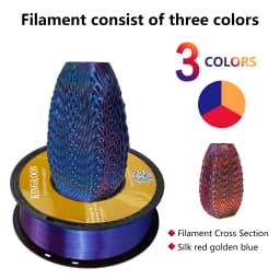 KINGROON Silk Tri-color PLA Filament 3D Printer 1.75mm 1KG/roll Silk PLA Filament Plastic Material 3D Printing Special Color
