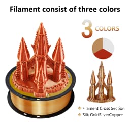 KINGROON Silk Tri-color PLA Filament 3D Printer 1.75mm 1KG/roll Silk PLA Filament Plastic Material 3D Printing Special Color