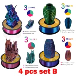 KINGROON Silk Tri-color PLA Filament 3D Printer 1.75mm 1KG/roll Silk PLA Filament Plastic Material 3D Printing Special Color